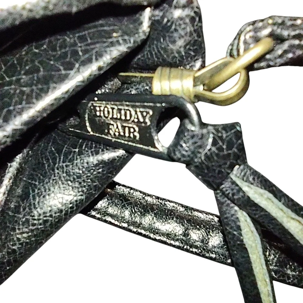 Le Privé Holiday Fair 70s/80s Elegant Black Faux Leather Purse Crossbody Clutch